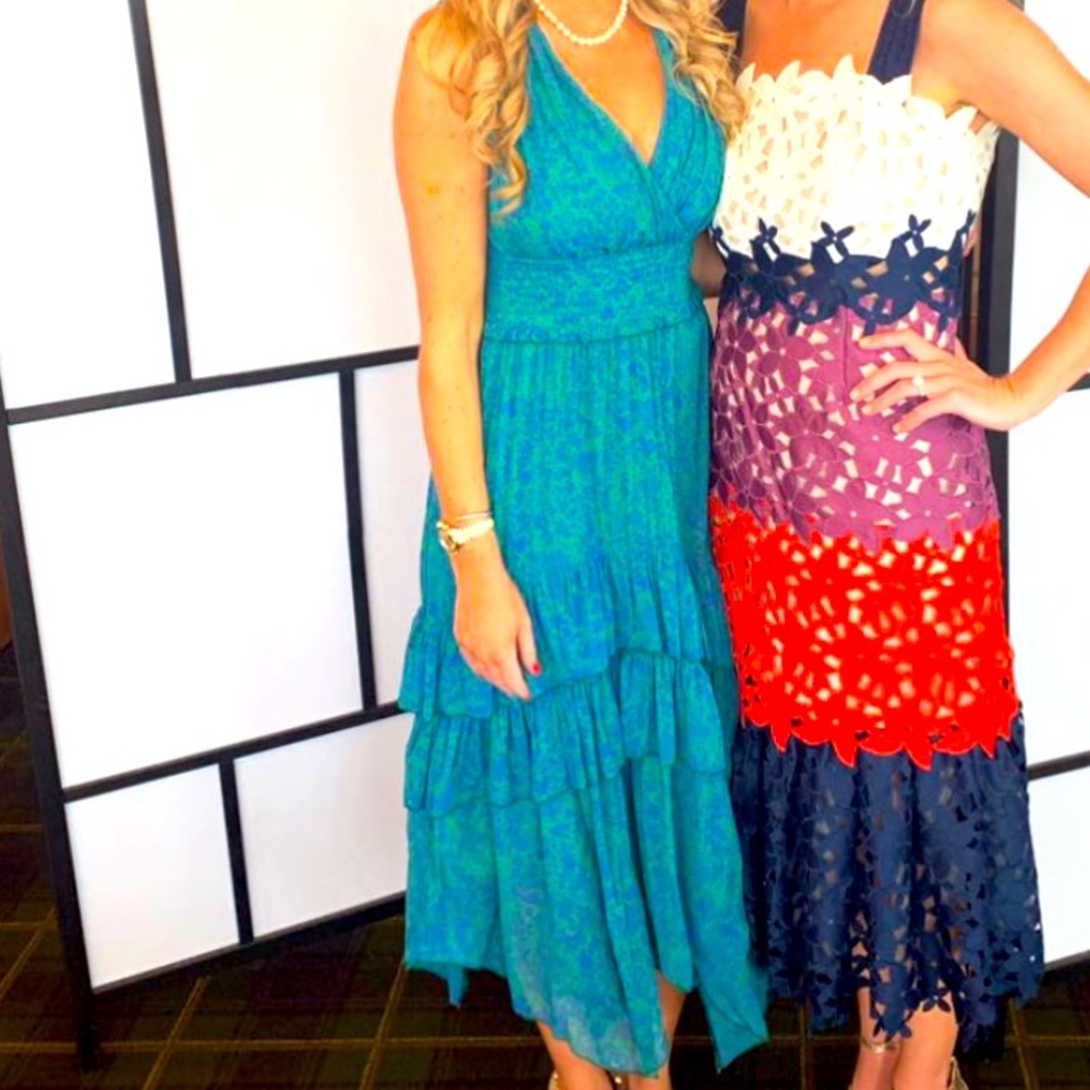 Anthropologie blue and green floral dress
